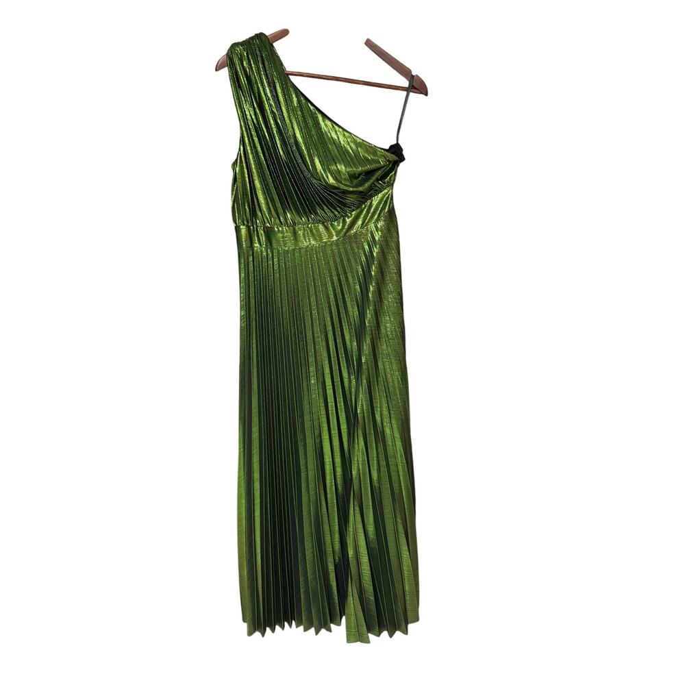 AOMEI Women's Luxury Metallic One Shoulder Sleeveless Elegant Pleated Long Dress - Picture 2 of 10